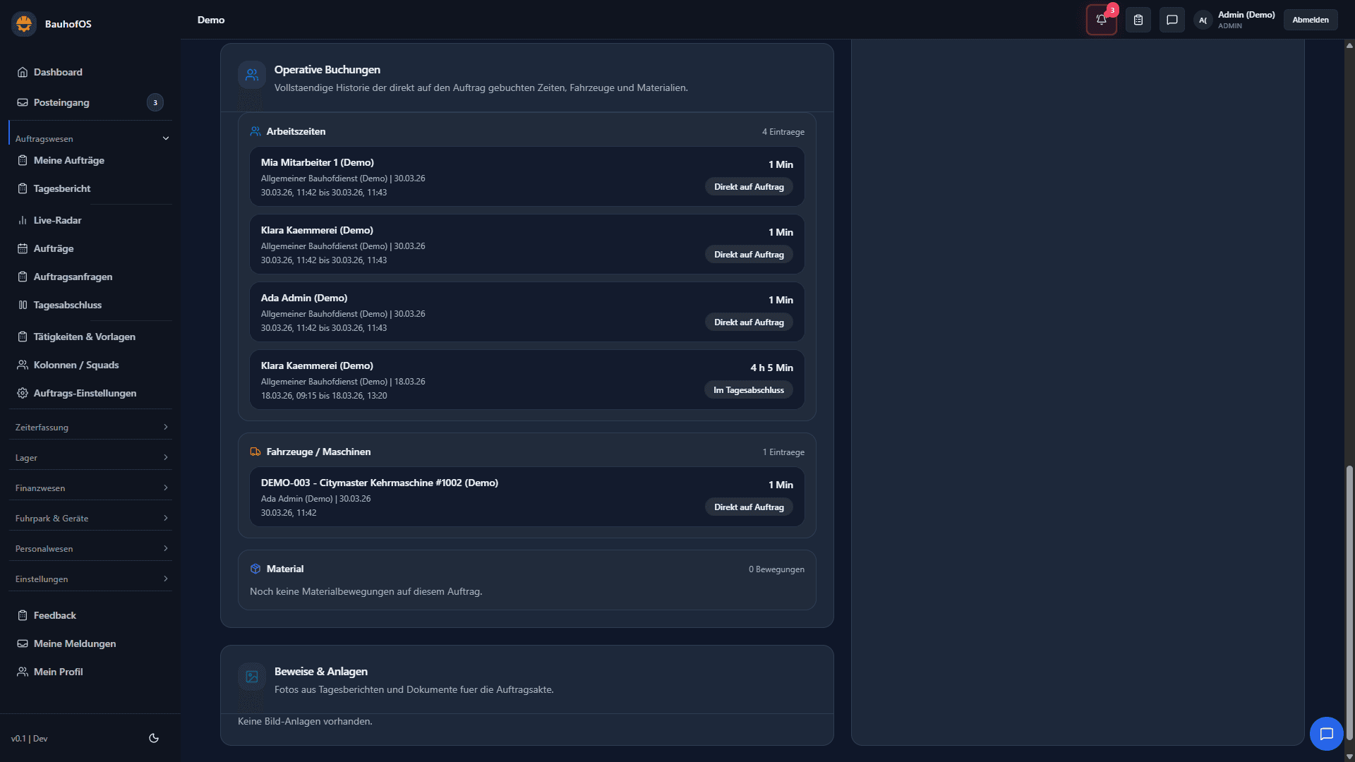 Historische Auftragsbuchungen mit eingefrorenem Kolonnen-Namen